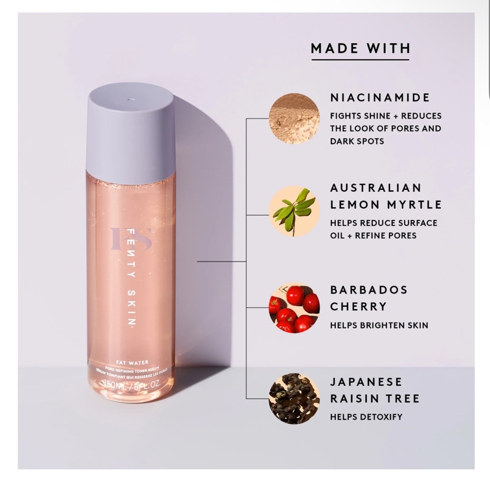 Fenty Beauty by Rihanna | Fat Water Niacinamide Pore-Refining Toner Serum, 1.7oz - Picture 3 of 6